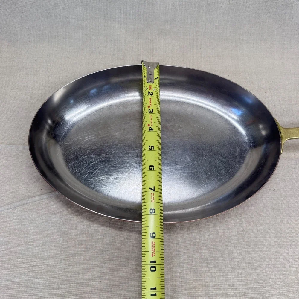 Vintage Paul Revere‎ Copper Fish Skillet Oval Fry Pan Brass Handle Decor